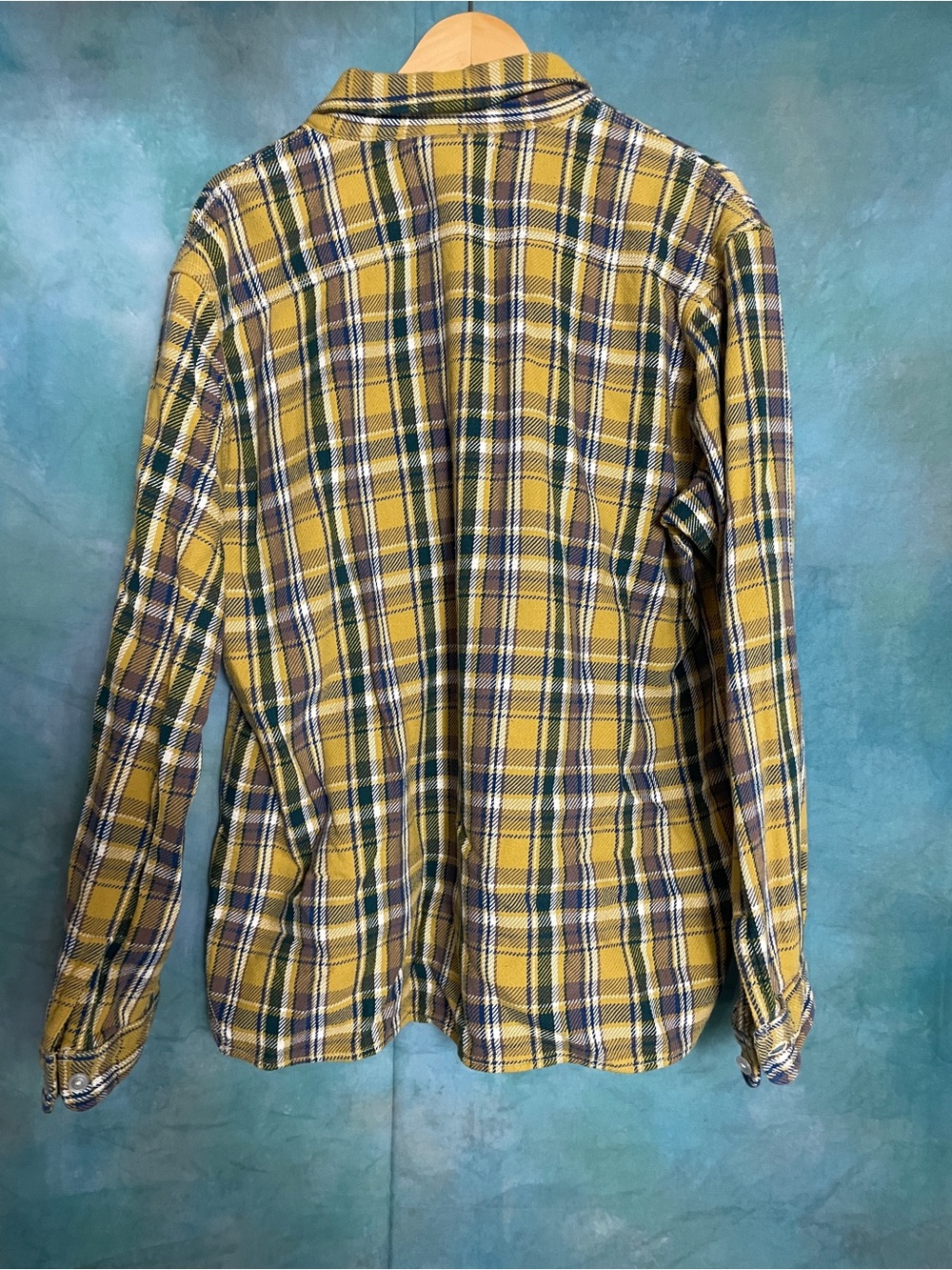 Birdwell Yellow and Navy Plaid Button-Down Shirt - Picture 3 of 3